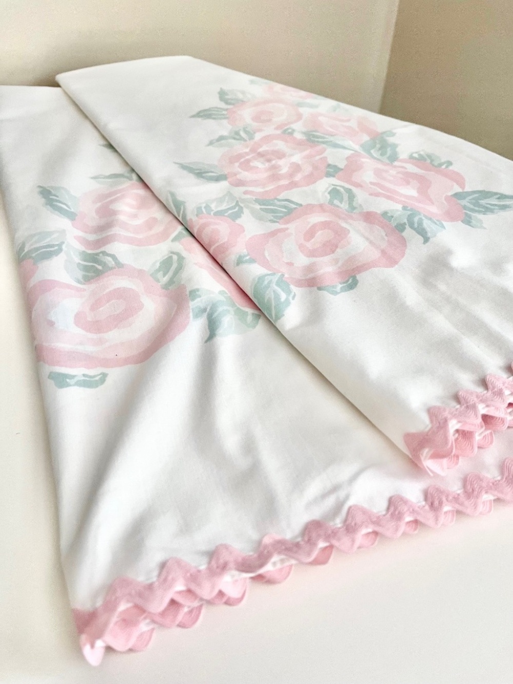 Vintage Lady Pepperell Pillowcases Set of 2 White Percale Scalloped Trim - Picture 8 of 10